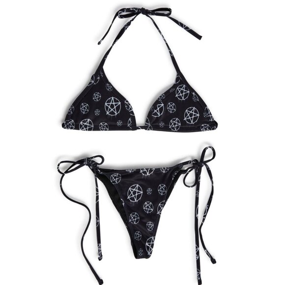 Grave Girls Pentagram Bikini Set M | Gothcore Swimwear | Halter + Side Tie | NWT - Picture 5 of 5